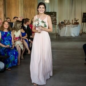 Elegant Blush Floor Length Bridesmaids Dress